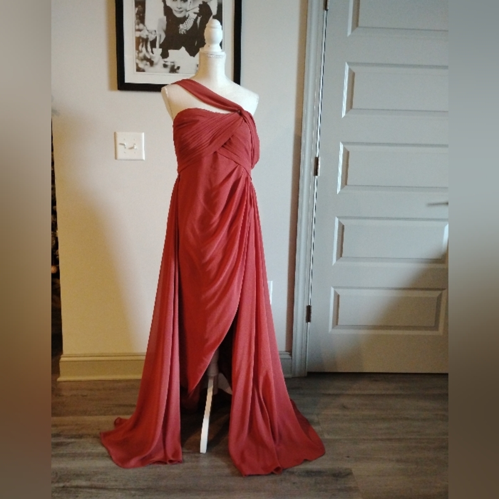 Christian Siriano for Azazie Draped One Shoulder Gown Formal Women's Size 18 - Picture 3 of 9